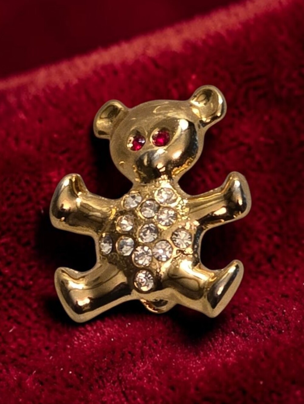 Giovanni Vintage Gold Teddy Bear Crystal Pin Brooch - Picture 2 of 4